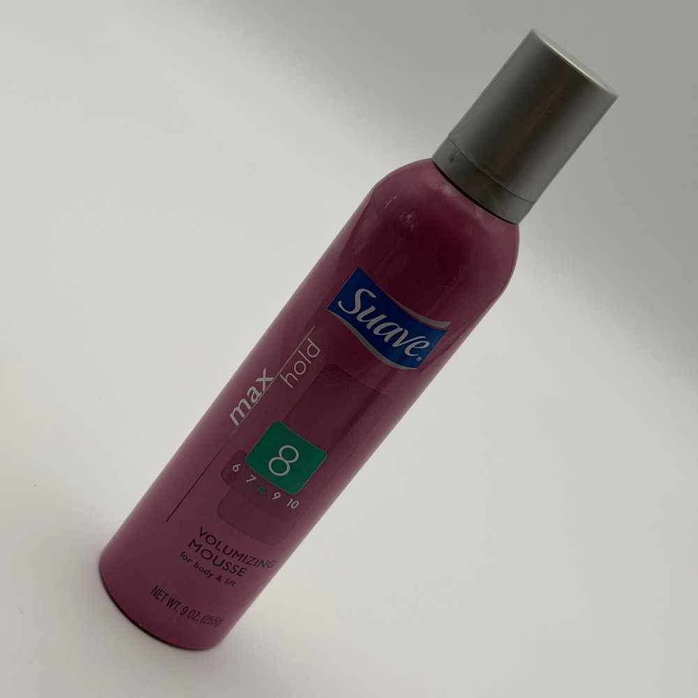 Suave Max Hold 8 Volumizing Mousse for Body and Lift 9 oz Pink Bottle